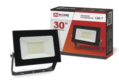 Прожектор LED СДО-7 6500К 30Вт 2700Лм IP65 черный IN HOME