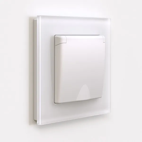 Розетка 1-я с/з со шторками и крышкой IP44 Белый матовый WERKEL