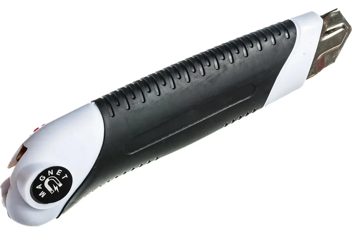 Нож с лезвием 25 мм, SK5, обрезиненный, ABS+TPR, винт. фиксатор "Монтажник"