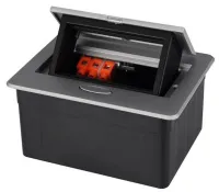 Выдвижной гор. модуль в столешницу для 2 розеток Серый RocketSocket