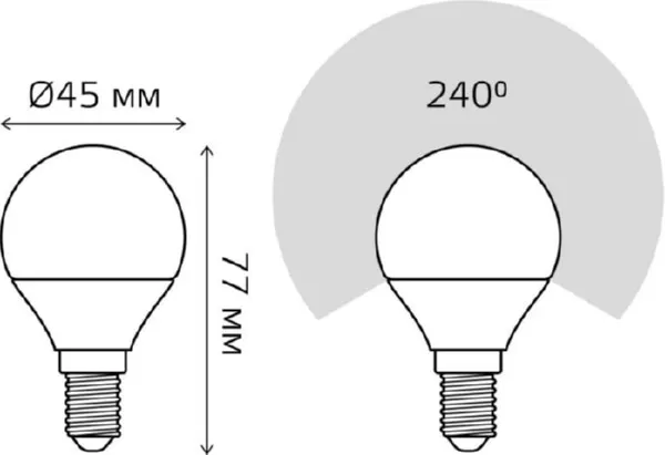 Лампа LED G45 E14 2700K 6.5Вт  520Лм GAUSS