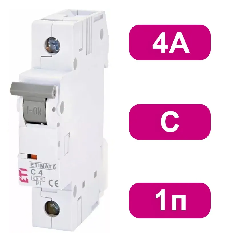 Автоматический выключатель ETIMAT P6 C 4/1 6кA ETI