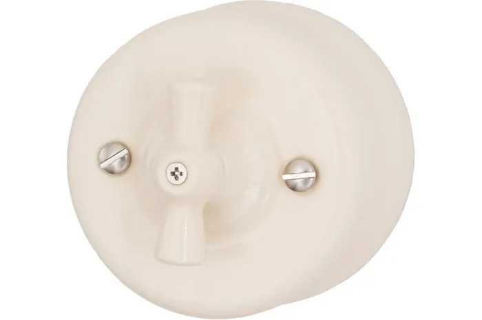 Выключатель 1кл. проходной, керамика, цвет Песочное золото