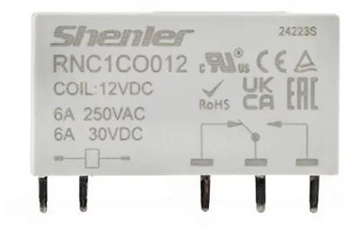 Реле ультратонкое RNC1CO012,1CO, 6A (12VDC) Shenler
