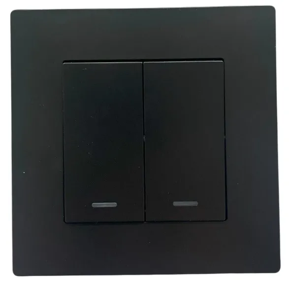 Выключатель 2-кл. с подсветкой чёрный A-011B "Аура" AWSproducts