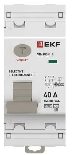 УЗО ВД-100N S 40/2 300мА, тип AC, 6кА PROXIMA EKF