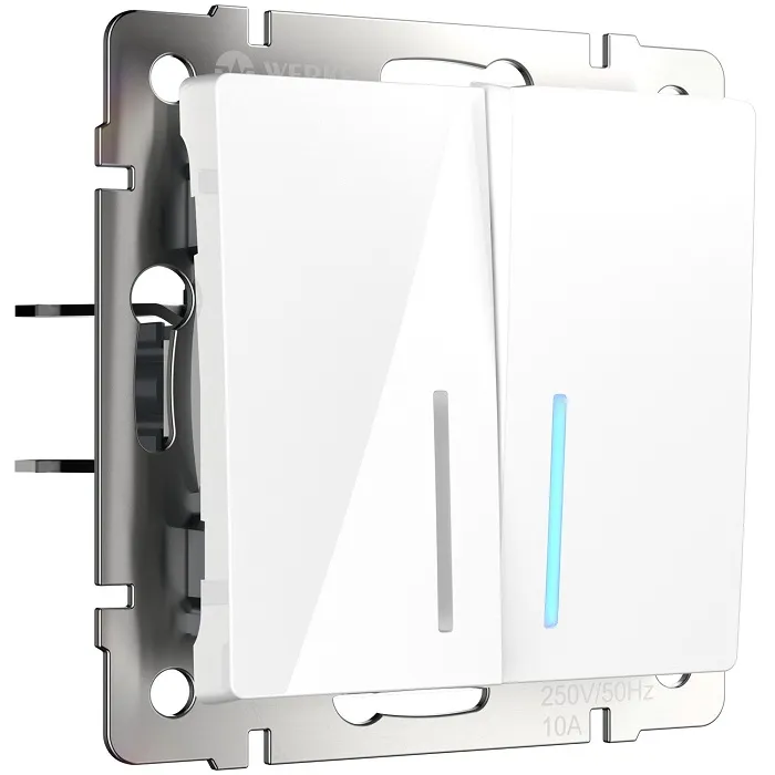 Выключатель 2-кл. с подсветкой Белый WERKEL