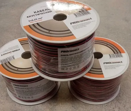 Кабель акустический, 2х0.25 мм2, красно-черный, 100 м.  PROCONNECT