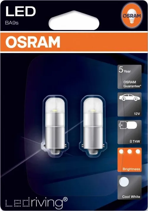 Лампа 3850 T4W CW-02B 1W 12V BA9S 6000K (блистер - 2шт)