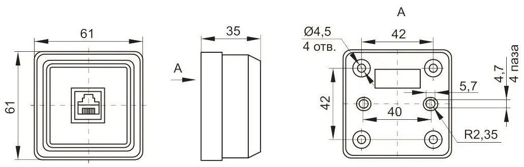 Розетка ОУ RJ11 (1-я) белая Октава IEK