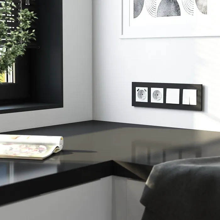 Рамка 4-я Черный матовый Slab WERKEL