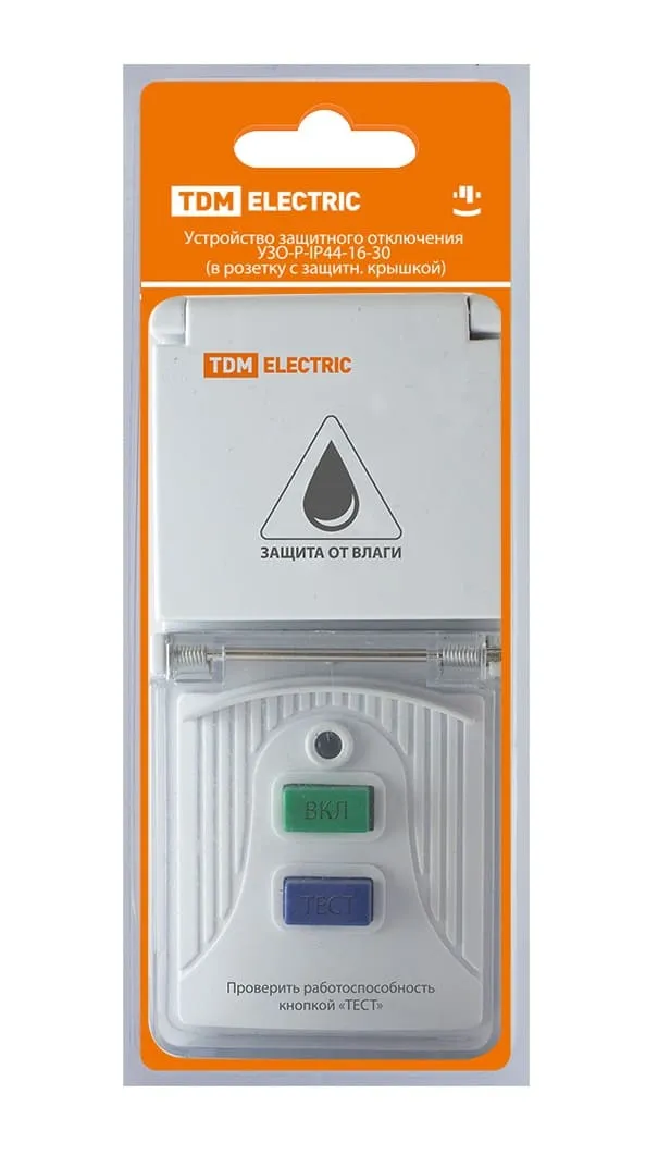 УЗО-Р-IP44-16-30(в розетку) 16А 30мА TDM