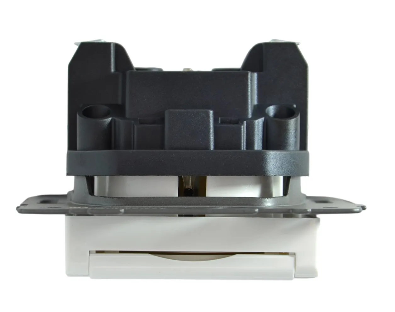 Розетка 1-я с крышкой с/з с шторками белая A-023W "Aura" AWSproducts