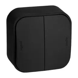 Выключатель ОУ проходной 2-кл. Черный Quteo LEGRAND