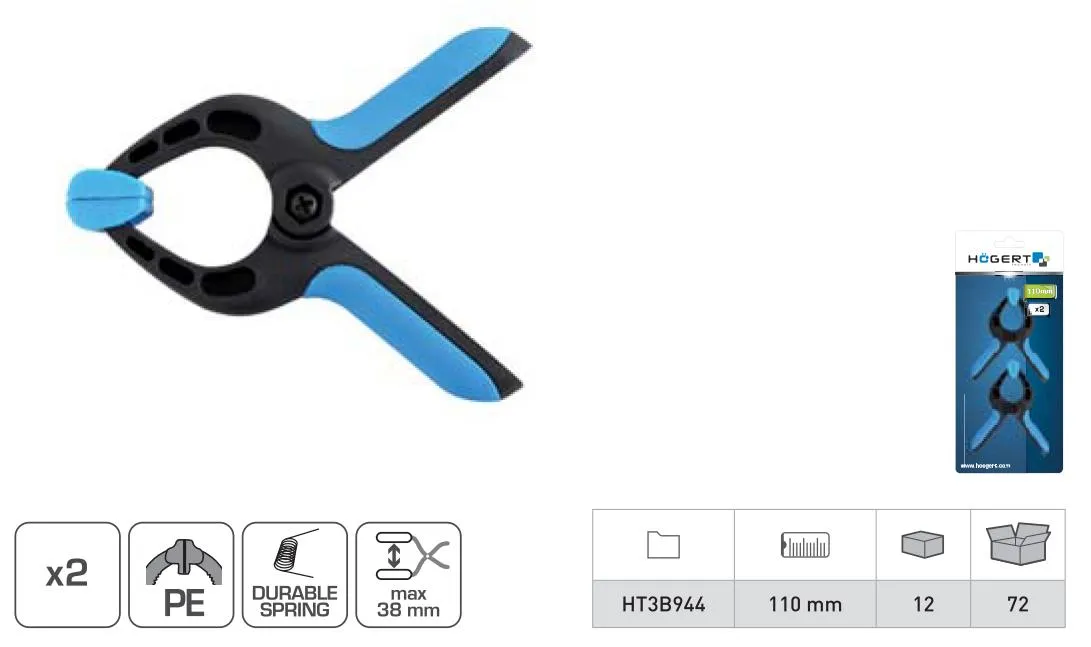 Струбцина пружинная 110 мм, 2шт. HOEGERT, ком