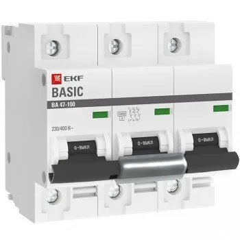 Автомат ВА 47-100 3P 125A (C) 10кА 400В Basic