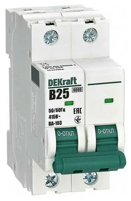 Автоматический выключатель ВА-103 B25/2 6кА Dekraft