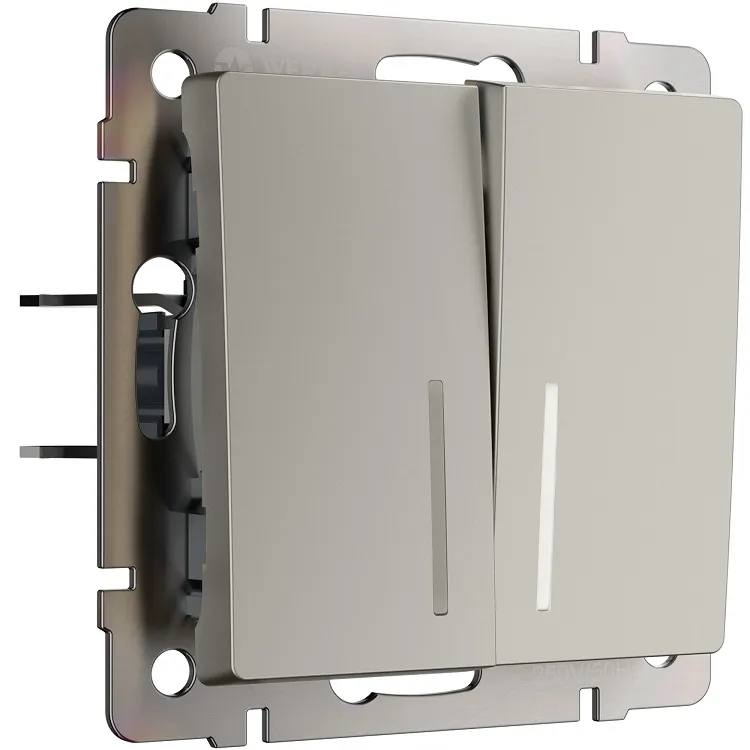 Выключатель 2-кл. с подсветкой Дымчатый WERKEL