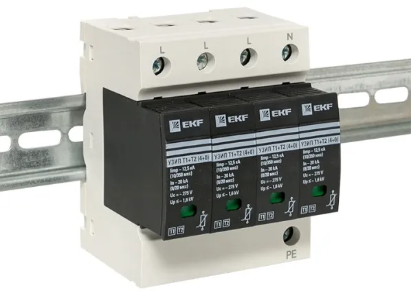 УЗИП (разрядник) Т1+Т2; Iimp-12,5kA 4P EKF