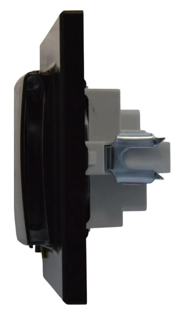 Розетка 1-я с крышкой с/з чёрная SD-P1013B "Standard" AWSproducts