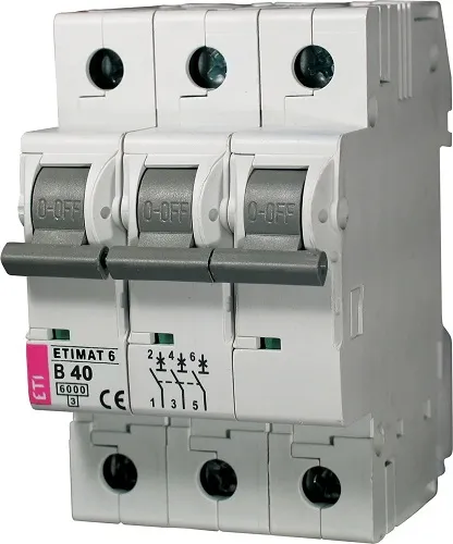 Автоматический выключатель ETIMAT6 B40/3 6кA ETI