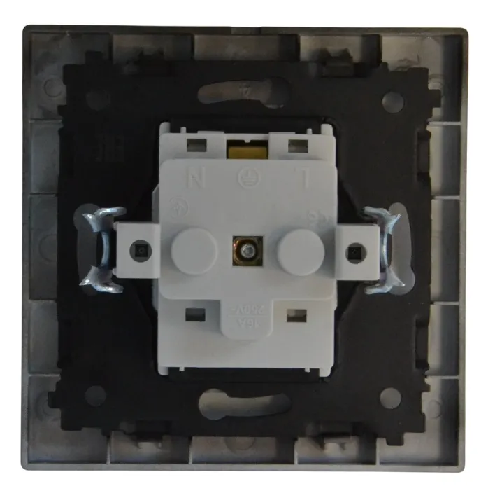 Розетка 1-я с крышкой с/з чёрная SD-P1013B "Standard" AWSproducts