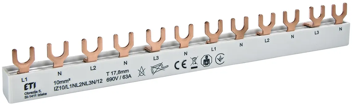 Шина соединительная FORK IZ10/L1NL2NL3N/12 12mod. ETI