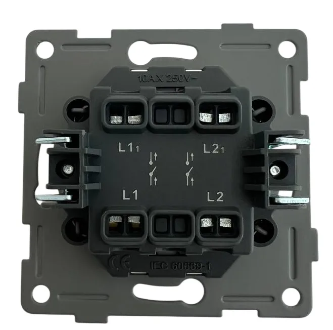 Выключатель 2-кл. белый U1A-002-1 SoftTouch "Uno" AWSproducts