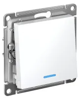 Выключатель проходной 1-кл. с подсветкой Белый (б.к.) AtlasDesign SE