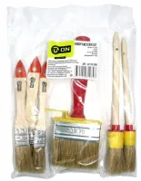 Кисти набор (6 шт: плоские 3/4"(20мм), 1"(25мм), 1,5"(38мм); круглые №2(20мм), №4(25мм), макловица 3