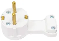 Вилка угловая плоская с откидным кольцом с/з 16А Белая Bylectrica (20)