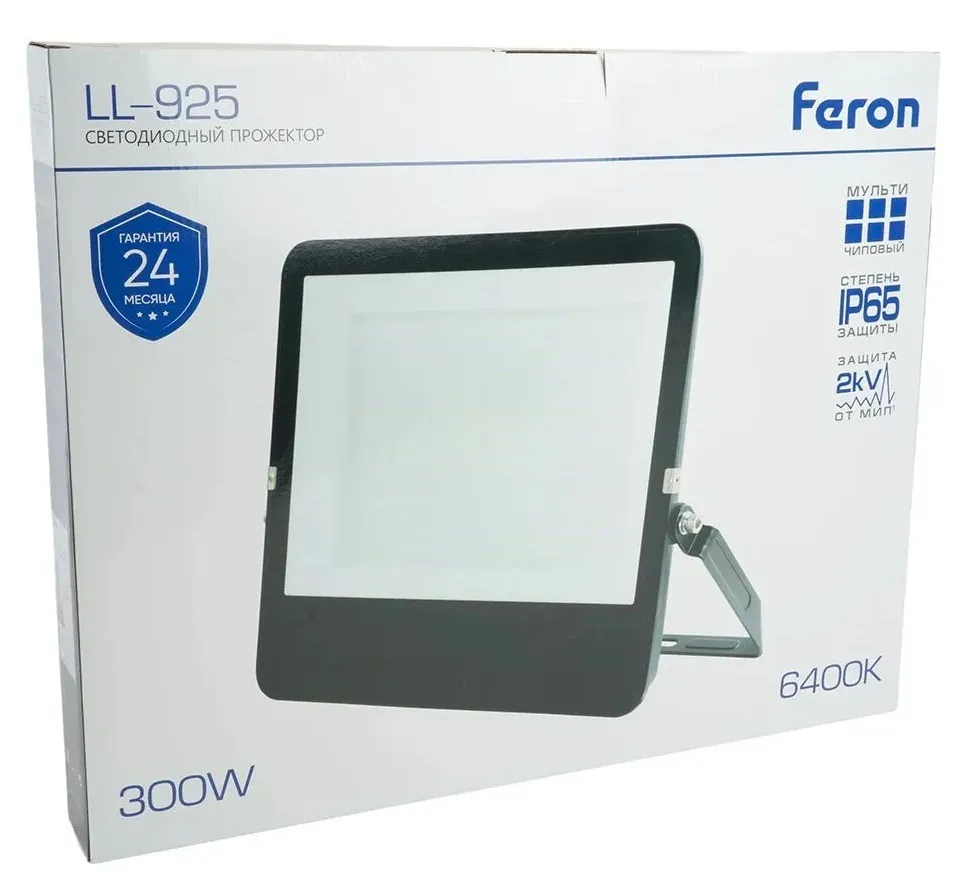 Прожектор светодиодный 926 6400K 300Вт 25500Лм IP65 черный Feron