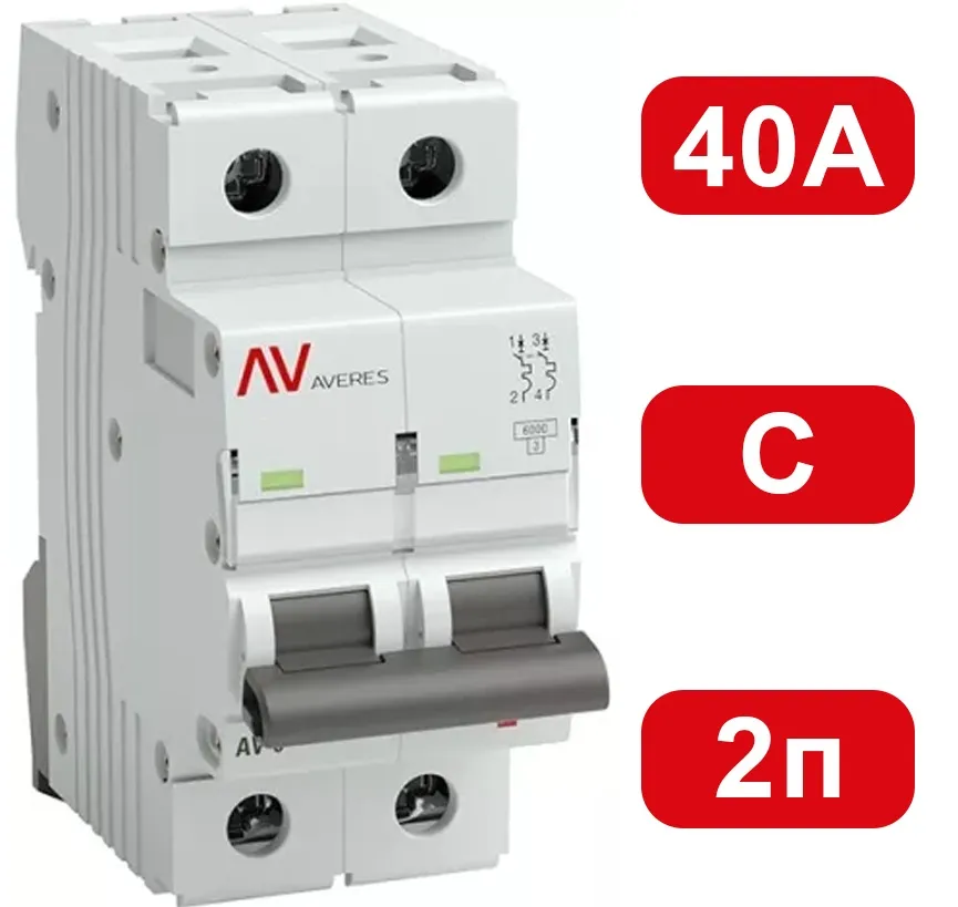 Автоматический выключатель AV-6 C40/2 6кА  AVERES EKF
