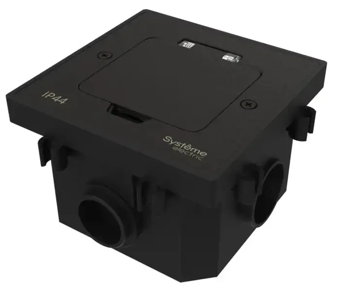 Лючок на 2 модуля черный матовый IP44 с монт.короб SE