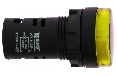 Индикатор LED желтый AD16-16HS 16 мм. 230В AC IP54 EKF