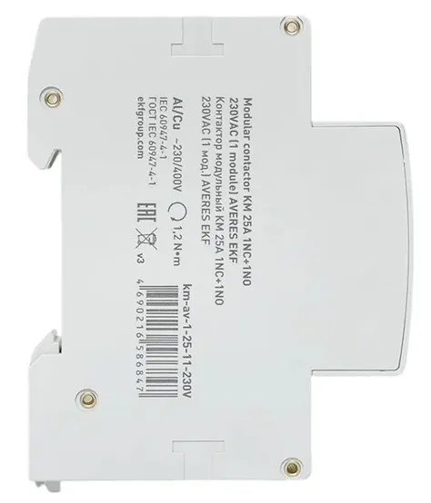 Контактор модульный КМ 25/11 (кат.230В AC, 1но+1нз, 25A AVERES) EKF