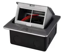 Выдвижной гор. модуль в пол для 2 розеток Сталь RocketSocket