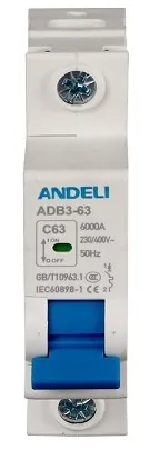Автоматический выключатель ADB3-63 C6/1 6kA Andeli