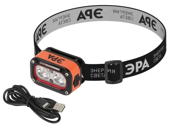 Фонарь налобный светодиодный GA-812 3+3Bт аккумуляторный сенсорное управление 5 режимов ЭРА