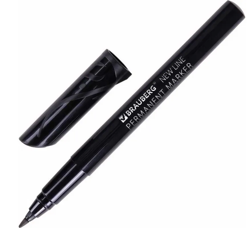 Маркер перманентный NEW LINE, ЧЕРНЫЙ, 2мм BRAUBERG
