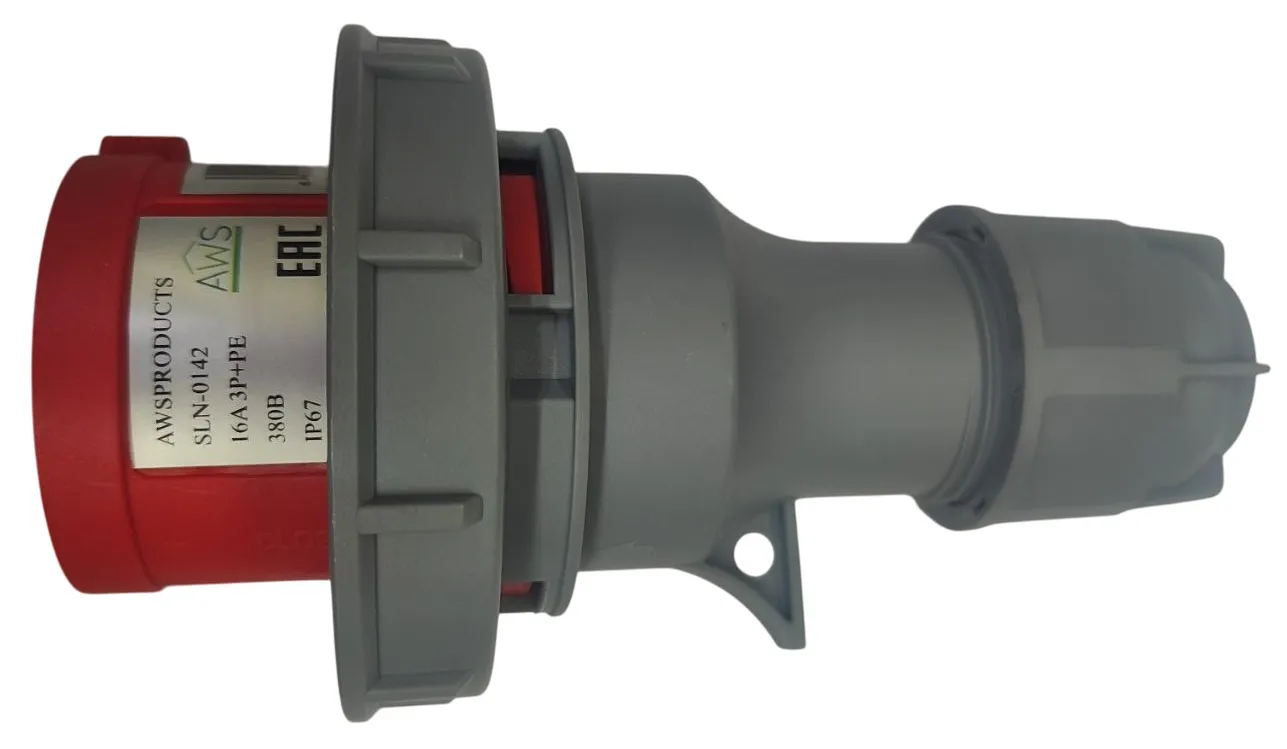 Вилка переносная 16A 4п (3P+PE) SLN-0142 IP67, 380В, AWSPRODUCTS