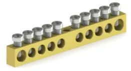 Шина нулевая KSN-1-4-8x12-12-Ni никелированная, сечение 8х12, 12 отв., крепеж по центру