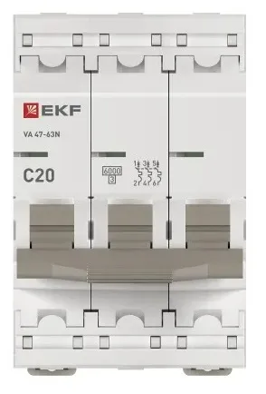 Автоматический выключатель ВА 47-63N C20/3 6кА Proxima EKF