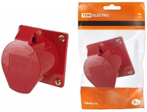 Розетка встраиваемая 16А 4п (3P+PE) 414, IP44, 380В ТДМ