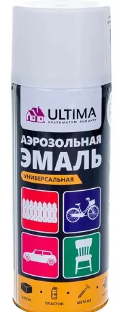 Эмаль аэрозольная, универс, БЕЛЫЙ ГЛЯНЦЕВЫЙ RAL 9003 520 мл Ultima