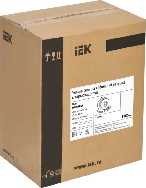 Удлинитель на катушке 4гн. 40м с/з ПВС 3х1мм2 INDUSТRIAL IEK