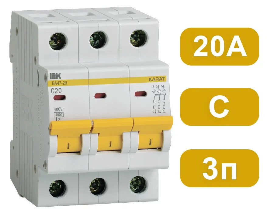 Автоматический выключатель ВА47-29 C20/3 4,5кА IEK