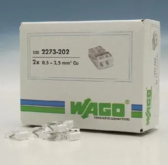 Клемма 2 отверстия 0,5-2,5 24А СМК 2273-202 (WAGO)