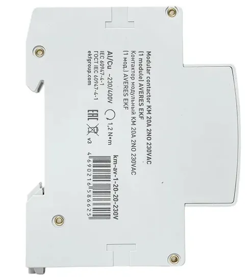 Контактор модульный КМ 20/20 (кат.230В AC, 2но, 20A AVERES) EKF