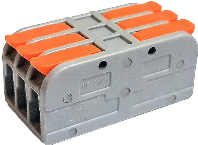 Клемма рычажковая проходная 6 отверстия 0,2-4 уп3шт СМК222-4111серDORI, уп